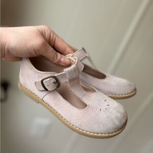 Whim + Wander Pale Pink Suede T-Strap Leather Shoes 11C Girls